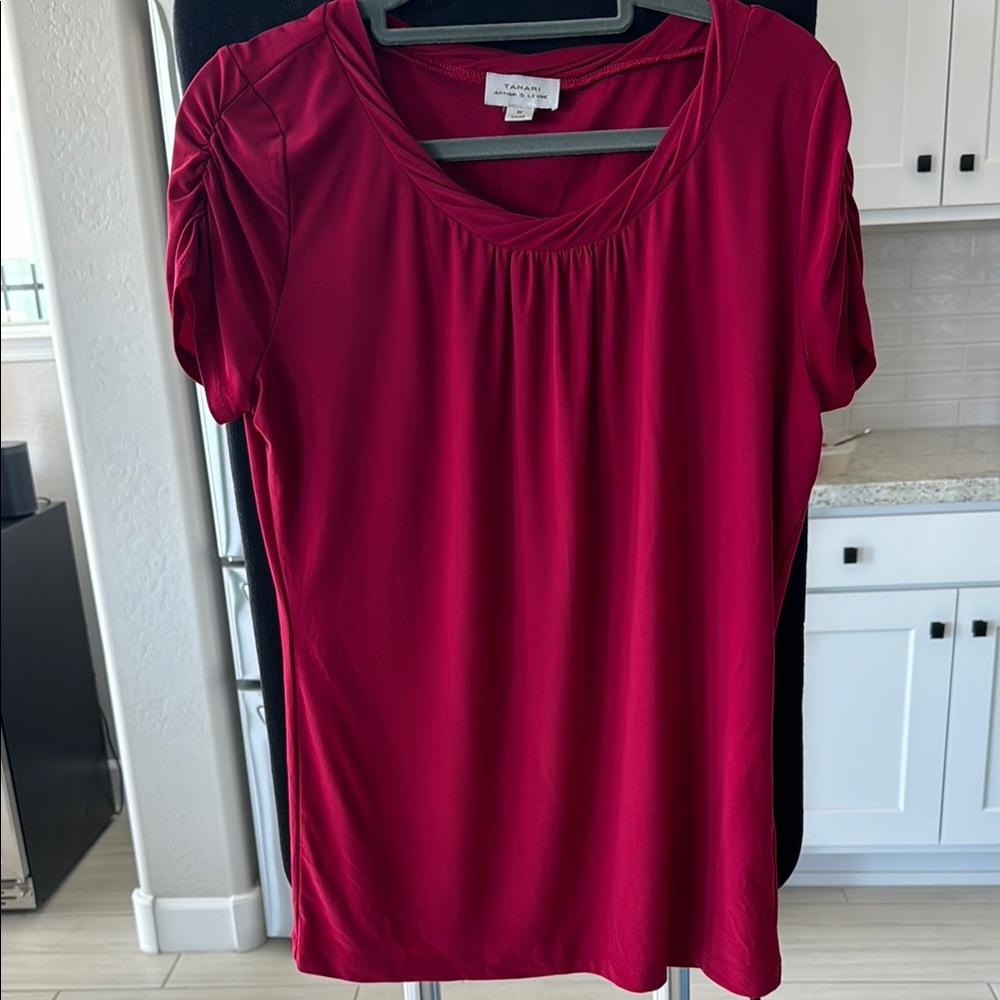 Tahari Red Blouse Elegant Top